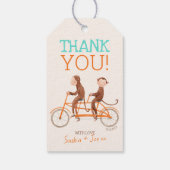 Étiquettes-cadeau Twins Baby shower mignon singe double problème (Dos)