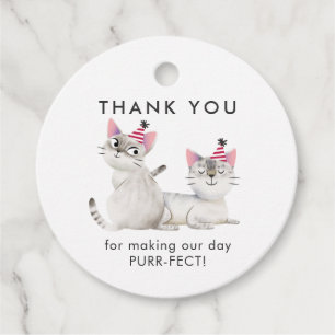 Étiquettes Cadeau Twins Joint Kitty Chat Anniversaire Merci