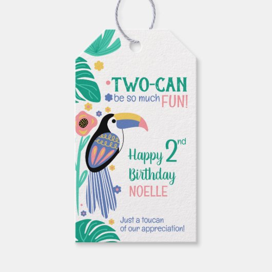 Étiquettes-cadeau TWO-CAN (Toucan) 2nd Birthday  (Devant)
