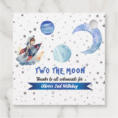 Étiquettes Cadeau Two The Moon Rocket Space Blue Boy 2nd Birthday  (Dos)