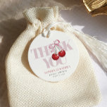 Étiquettes Cadeau Tying Knot Chic Modern Cherry Fête des mariées<br><div class="desc">Jouer le noeud Chic Moderne Cherry Fête des mariées Favor Tags</div>