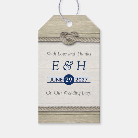 Étiquettes-cadeau Tying The Knot Rustic Beach Wedding (Devant)