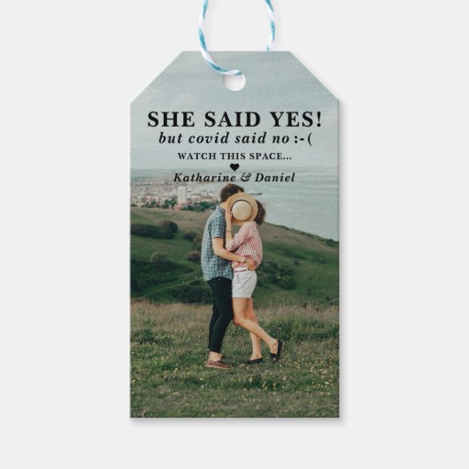 Étiquettes-cadeau Typografy Wedding Postponement Save The Date (Devant)