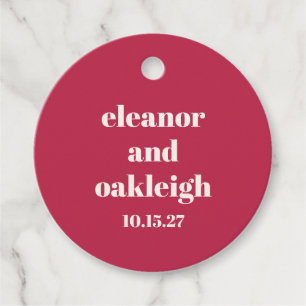 Étiquettes Cadeau Typographie chic Magenta Rouge ivoire Mariage pers