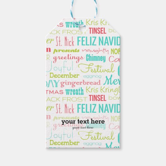 Étiquettes-cadeau Typographie de la saison des fêtes (Devant)