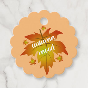 Étiquettes Cadeau Typographie de l'humeur d'automne feuille d'érable