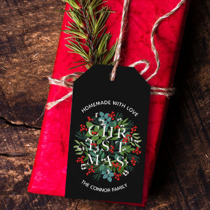 Étiquettes-cadeau Typographie de NOËL fait maison avec amour