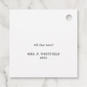 Étiquettes Cadeau Typographie de retraite de l'enseignant principal  (Dos)