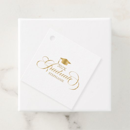 Étiquettes Cadeau Typographie de script or élégant (En situation)