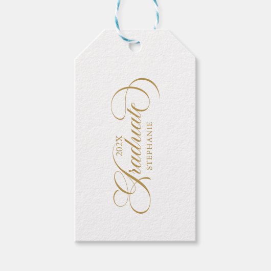 Étiquettes-cadeau Typographie de script or élégant (Devant)