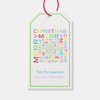 Étiquettes-cadeau Typographie joyeuse et colorée de Noël