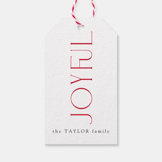 Étiquettes-cadeau Typographie Joyeuse moderne Joyeuse Noël Rouge (Dos)