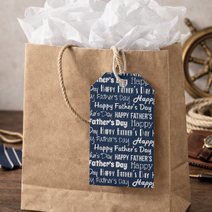 Étiquettes-cadeau Typographie moderne bleu marine blanc Fête des pèr