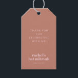 Étiquettes-cadeau Typographie moderne Gras Terracotta Bat mitzvah ro<br><div class="desc">Tag cadeau Bat mitzvah rose en terre cuite</div>