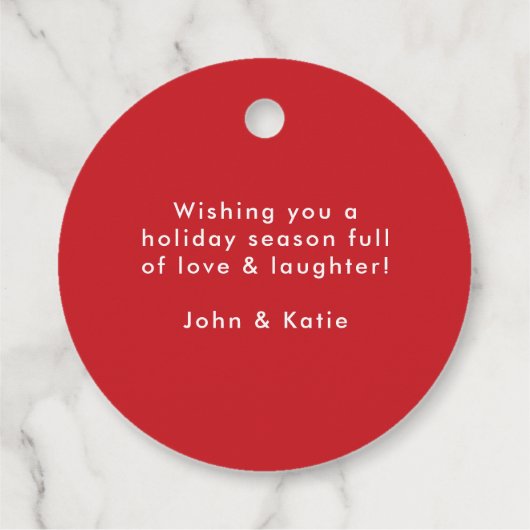 Étiquettes Cadeau Typographie rétro Red Happy Holidays (Dos)