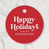 Étiquettes Cadeau Typographie rétro Red Happy Holidays (Devant)