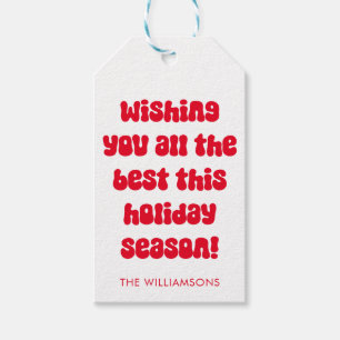 Étiquettes-cadeau Typographie rouge irrégulière Noël rétro Personnal
