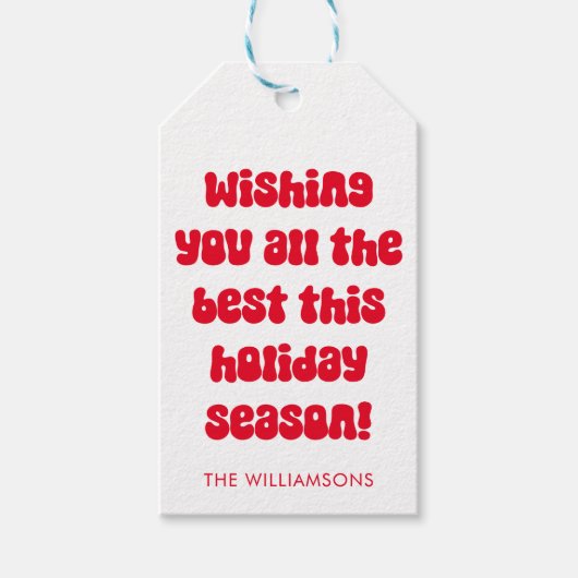 Étiquettes-cadeau Typographie rouge irrégulière Noël rétro Personnal (Devant)