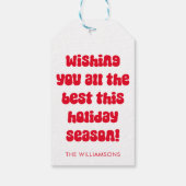 Étiquettes-cadeau Typographie rouge irrégulière Noël rétro Personnal (Dos)