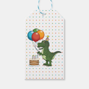 Étiquettes-cadeau Tyrannosaurus coloré Rex T-rex Dinosaur Anniversai