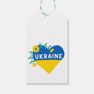 Étiquettes-cadeau Ukraine Carré de coeur de fleurs