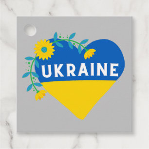 Étiquettes Cadeau Ukraine Carré de coeur de fleurs