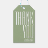 Étiquettes-cadeau Ultra Modern Bold Thankyou Typographie Sage Green (Devant)