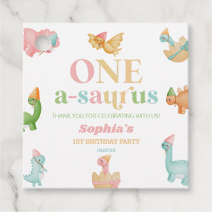 Étiquettes Cadeau Un A-Saurus Dinosaur 1ère fête d'anniversaire