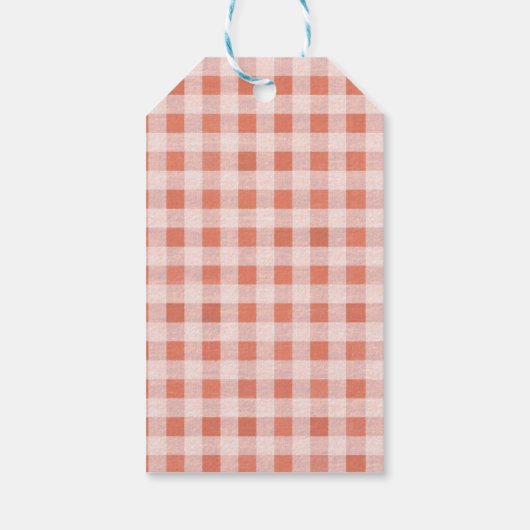 Étiquettes-cadeau Un anniversaire Peach doux Rustique Gingham 1 an (Dos)