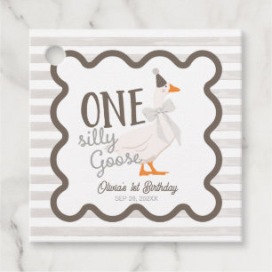Étiquettes Cadeau Un Arc En Beige D'une Oie Idiote Pour Un 1er Anniv