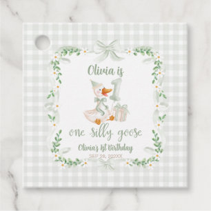 Étiquettes Cadeau Un arc-en-ciel d'oie rose Fleur 1er anniversaire
