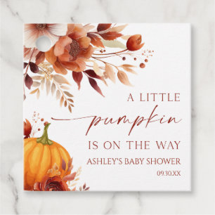 Étiquettes Cadeau Un Baby shower Floral Un Peu Citrouille Rusty Burg