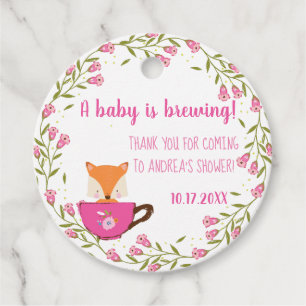 Étiquettes Cadeau Un bébé brasse rose Teacup Baby Girl Douche