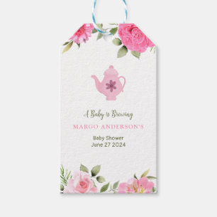 Étiquettes-cadeau Un bébé brasse un Baby shower de thé Rose à fleurs