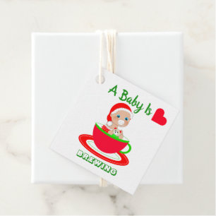 Étiquettes Cadeau Un bébé brasse un joli Baby shower Père Noël de No
