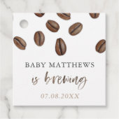 Étiquettes Cadeau Un bébé prépare des grains de café Fête de couples (Devant)