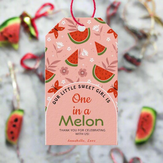 Étiquettes-cadeau Un dans un Melon Pastèque Papillons Merci