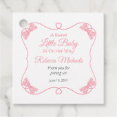 Étiquettes Cadeau Un doux petit bébé rose vaches Baby shower fille (Devant)