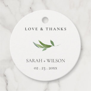 Étiquettes Cadeau Un feuillage minimal Une verdure Mariage Amour & M