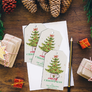 Étiquettes-cadeau Un Joli Arbre De Noël Vert En Pot Holiday Favorise