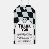 Étiquettes-cadeau Un joyeux Dude Blue À damiers anniversaire (Devant)