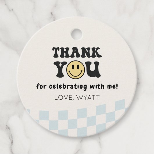 Étiquettes Cadeau Un joyeux Mec Smiley 1er Anniversaire (Devant)