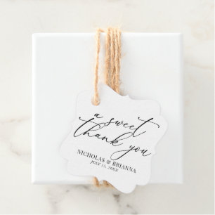 Étiquettes Cadeau Un Merci sucré noir et blanc Mariage classique