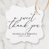 Étiquettes Cadeau Un Merci sucré noir et blanc Mariage classique (Dos)