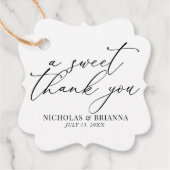 Étiquettes Cadeau Un Merci sucré noir et blanc Mariage classique (Devant)