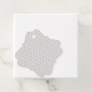 Étiquettes Cadeau Un motif floral raffiné en blanc et gris, presenti