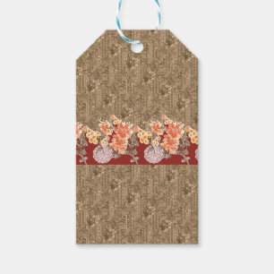 Étiquettes-cadeau Un motif floral vintage avec desi marron complexe