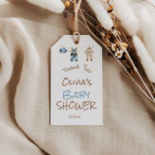 Étiquettes-cadeau Un petit Baby shower Brown Cowboy Bleu