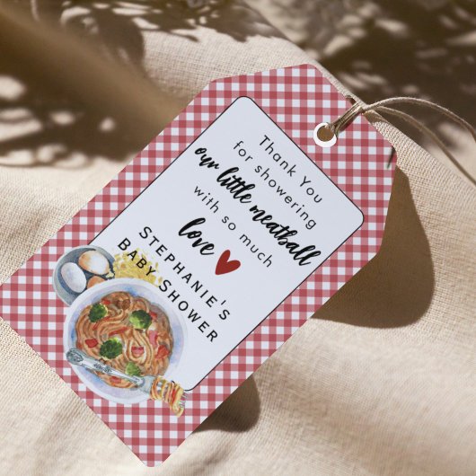 Étiquettes-cadeau Un Petit Boulet De Viande Arrive Bébé Shower Rouge