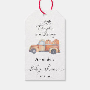 Étiquettes-cadeau "Un petit citrouille est en route" baby shower d'a
